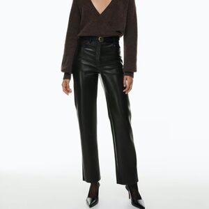 Aritzia Wilfred Melina Pant High-Waisted Vegan Leather Pants in Black - Sz 2